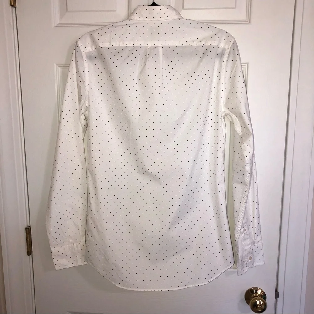 Jcrew Organic Cotton Mens Button Down Shirt  Polka Dot Black White Size XS